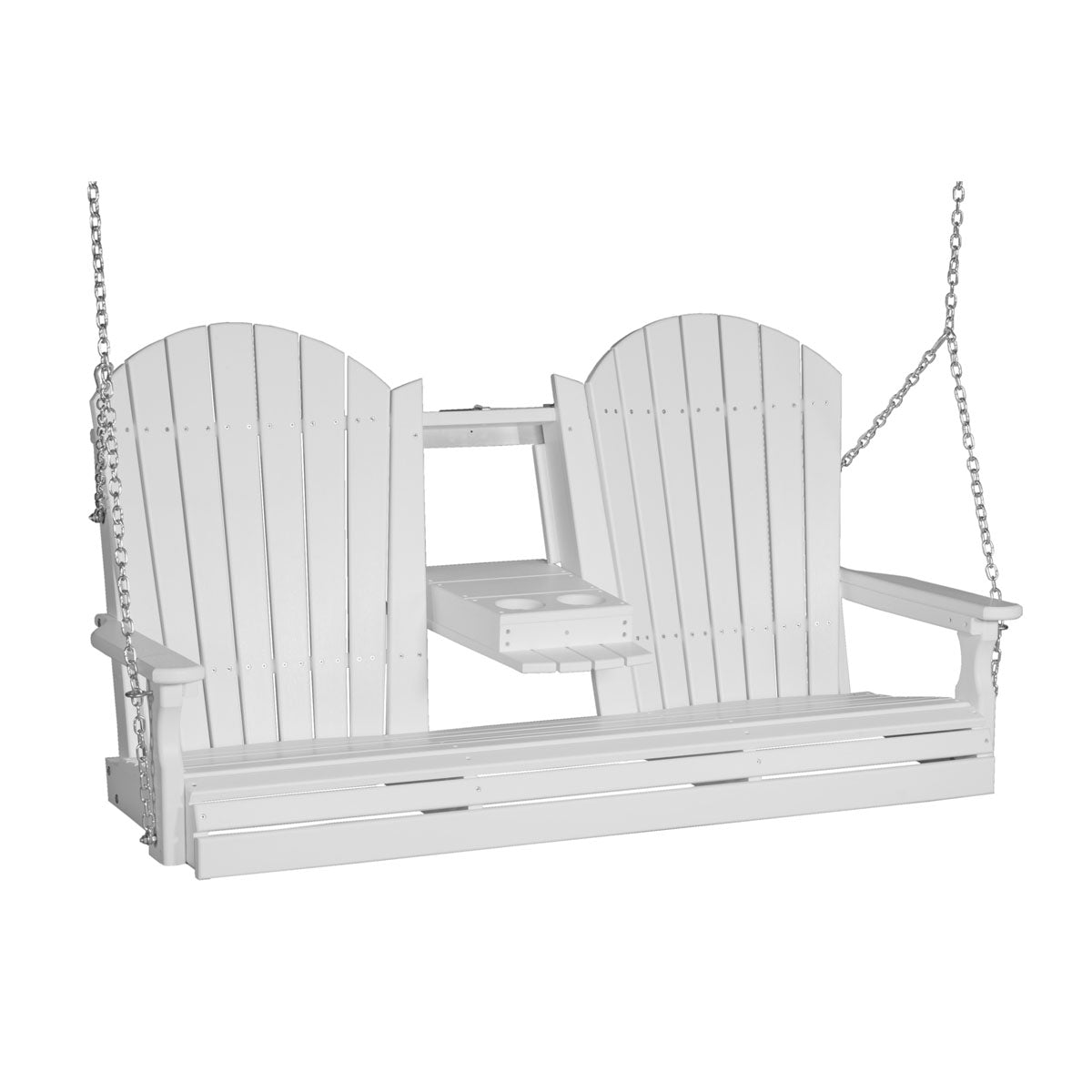 LuxCraft 5' Adirondack Porch Swing with Flip‑Down Console