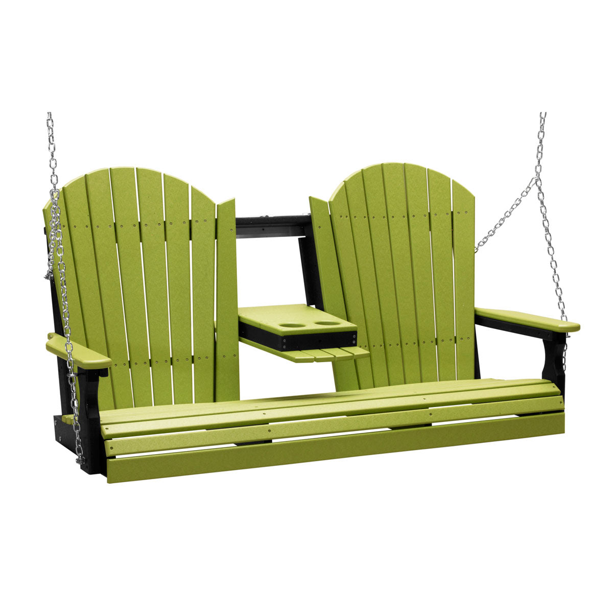 LuxCraft 5' Adirondack Porch Swing with Flip‑Down Console