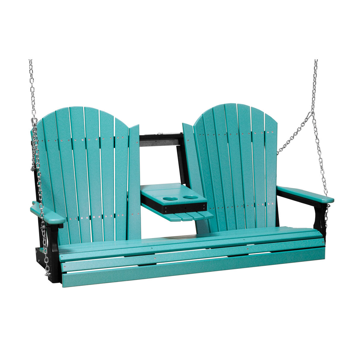 LuxCraft 5' Adirondack Porch Swing with Flip‑Down Console