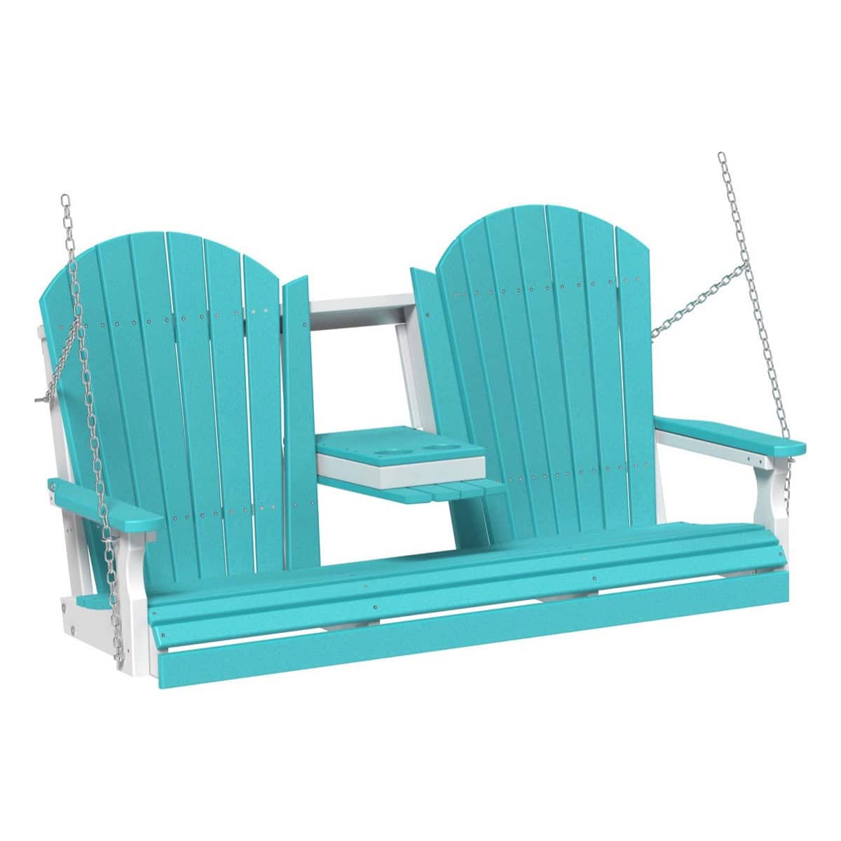 LuxCraft 5' Adirondack Porch Swing with Flip‑Down Console