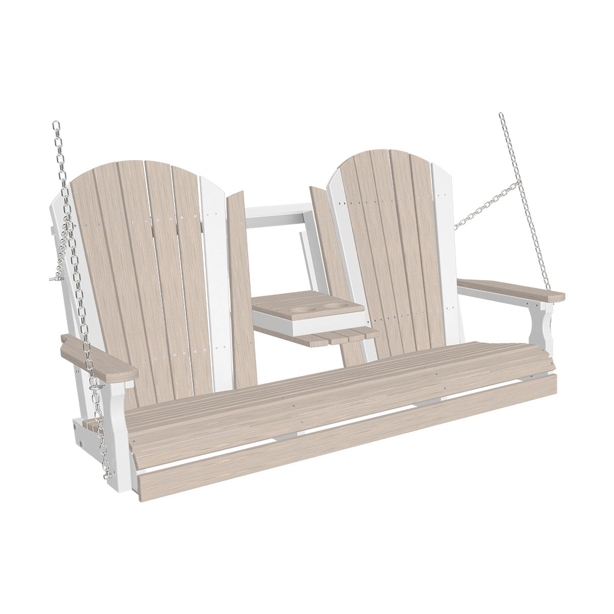 LuxCraft 5' Adirondack Porch Swing with Flip‑Down Console