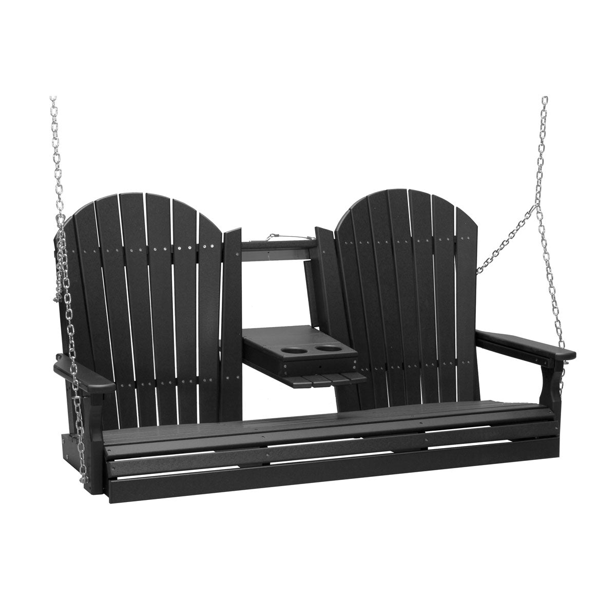 LuxCraft 5' Adirondack Porch Swing with Flip‑Down Console