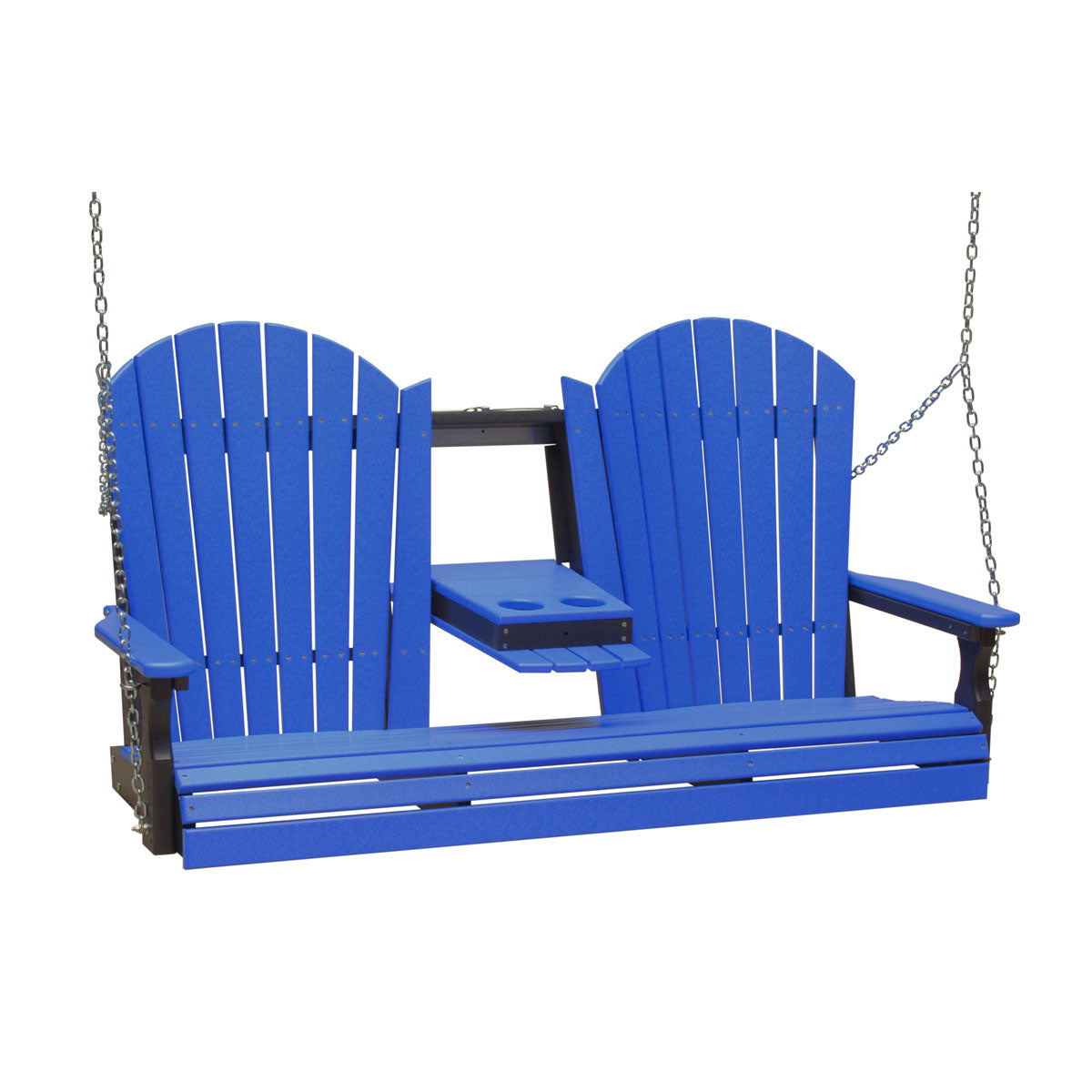 LuxCraft 5' Adirondack Porch Swing with Flip‑Down Console