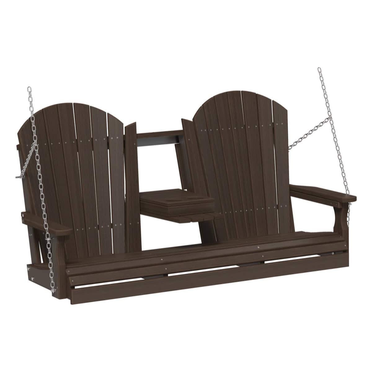 LuxCraft 5' Adirondack Porch Swing with Flip‑Down Console