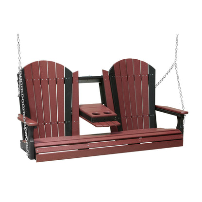 LuxCraft 5' Adirondack Porch Swing with Flip‑Down Console
