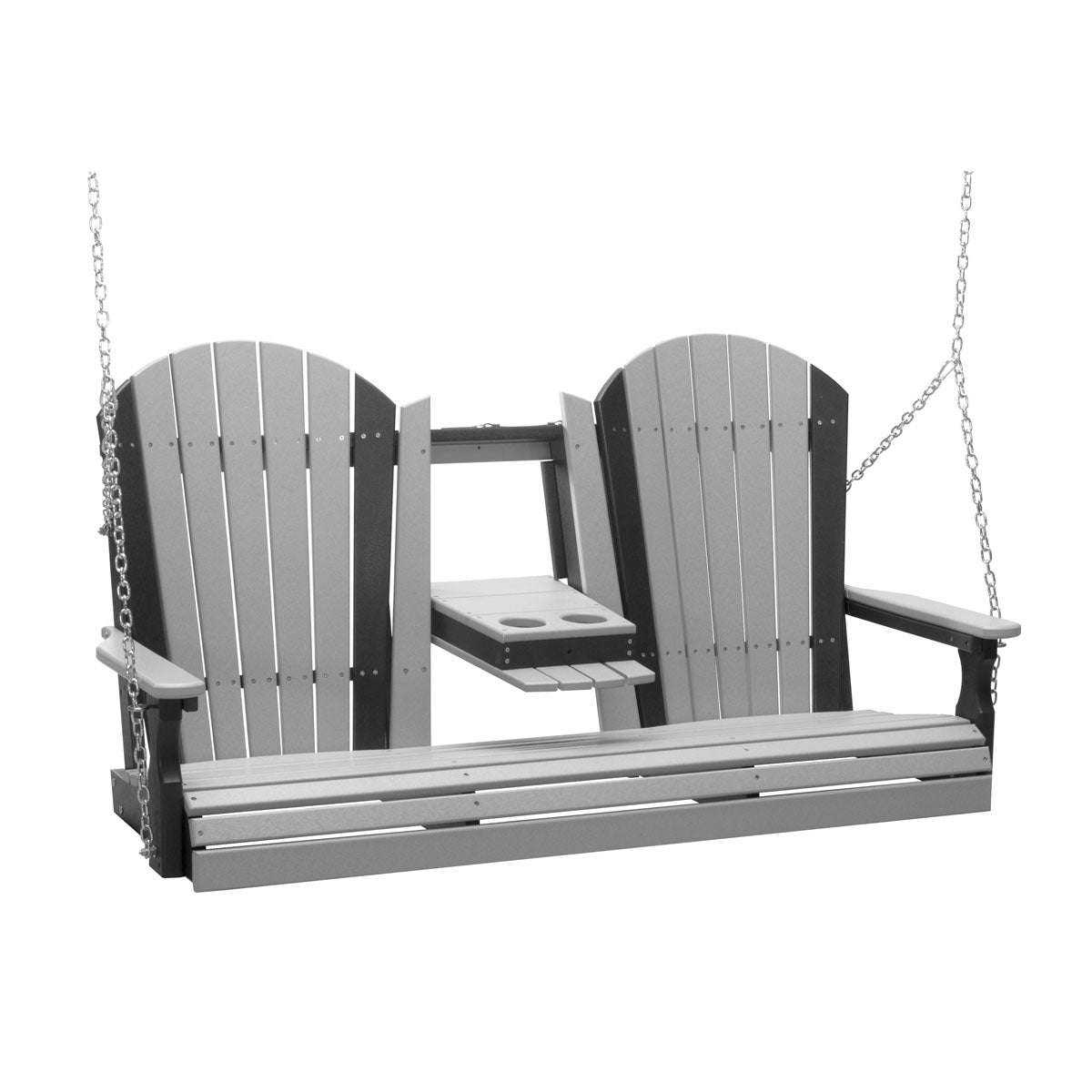LuxCraft 5' Adirondack Porch Swing with Flip‑Down Console