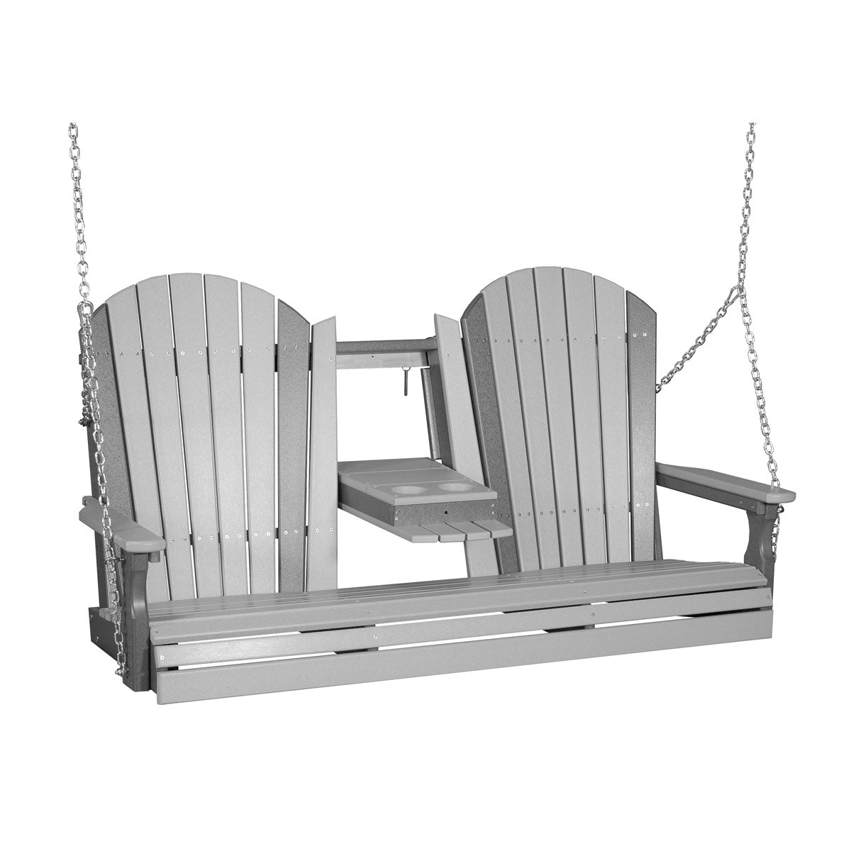 LuxCraft 5' Adirondack Porch Swing with Flip‑Down Console