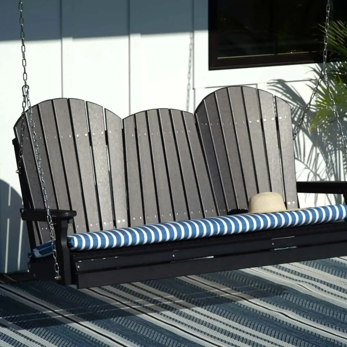 LuxCraft 5' Adirondack Porch Swing with Flip‑Down Console