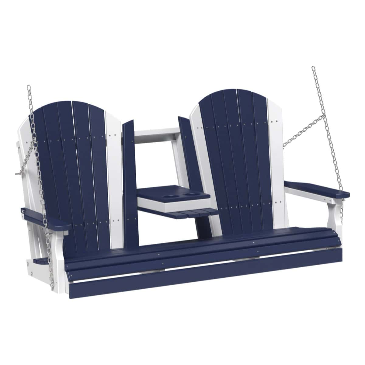 LuxCraft 5' Adirondack Porch Swing with Flip‑Down Console