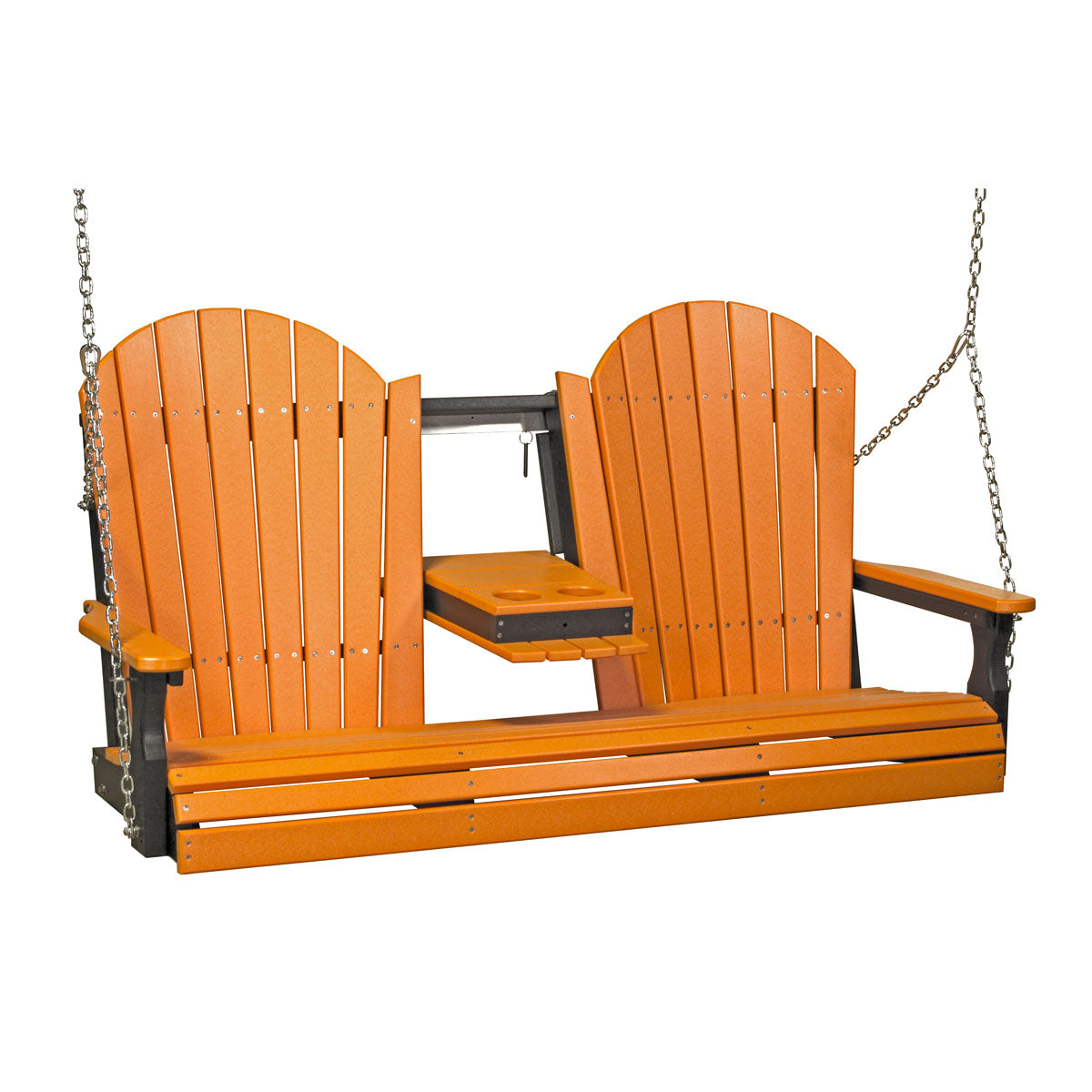 LuxCraft 5' Adirondack Porch Swing with Flip‑Down Console