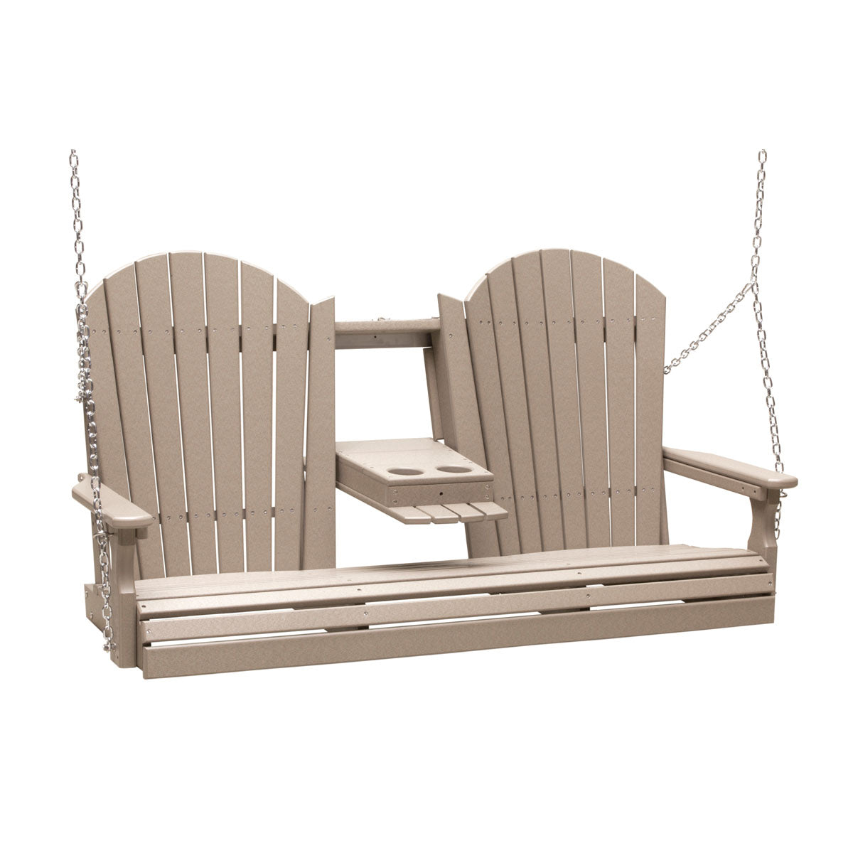 LuxCraft 5' Adirondack Porch Swing with Flip‑Down Console