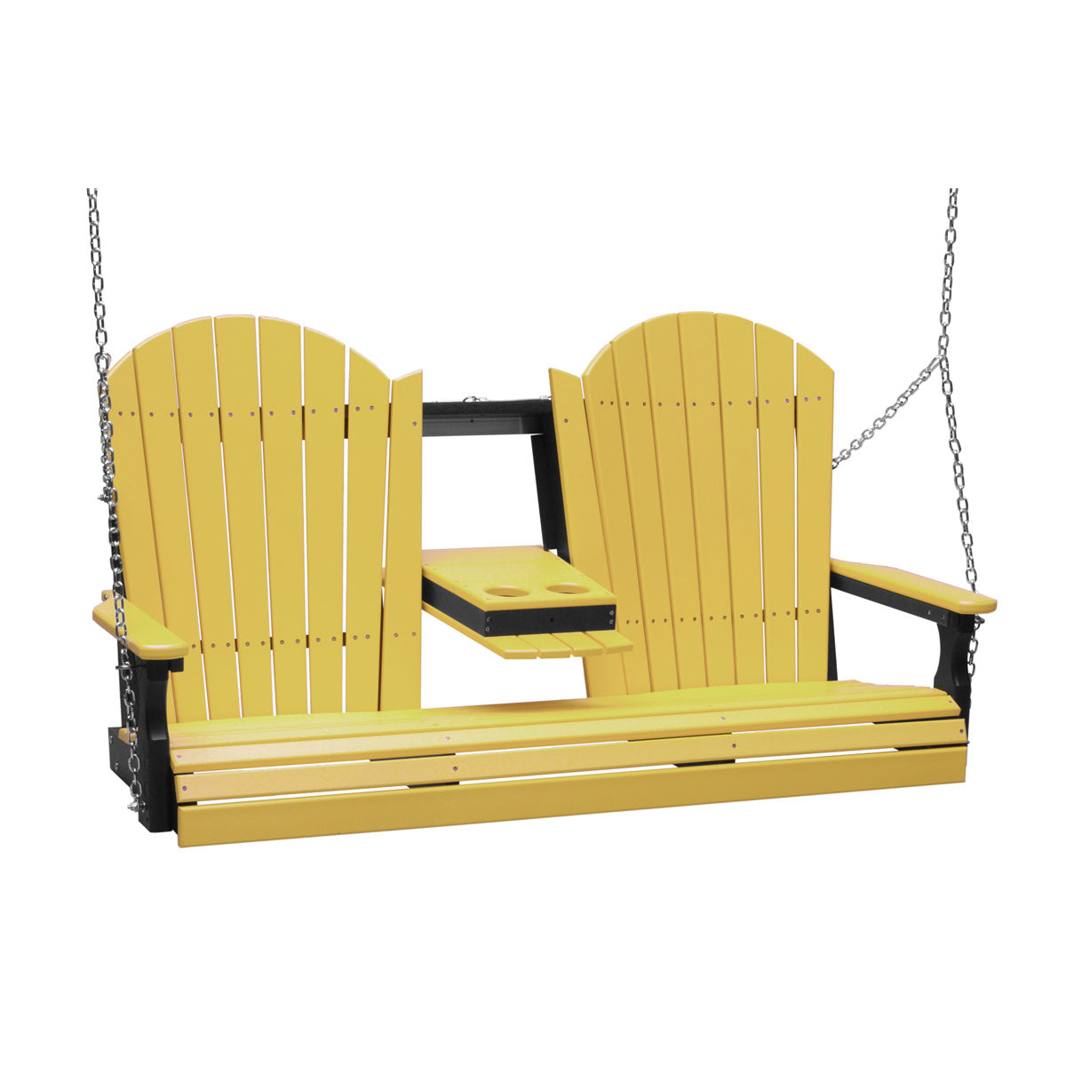 LuxCraft 5' Adirondack Porch Swing with Flip‑Down Console