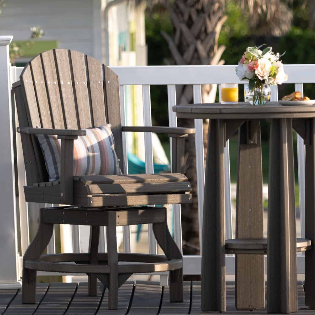 LuxCraft Poly Lumber Adirondack Swivel Patio Chair – Weather-Resistant Outdoor Seating