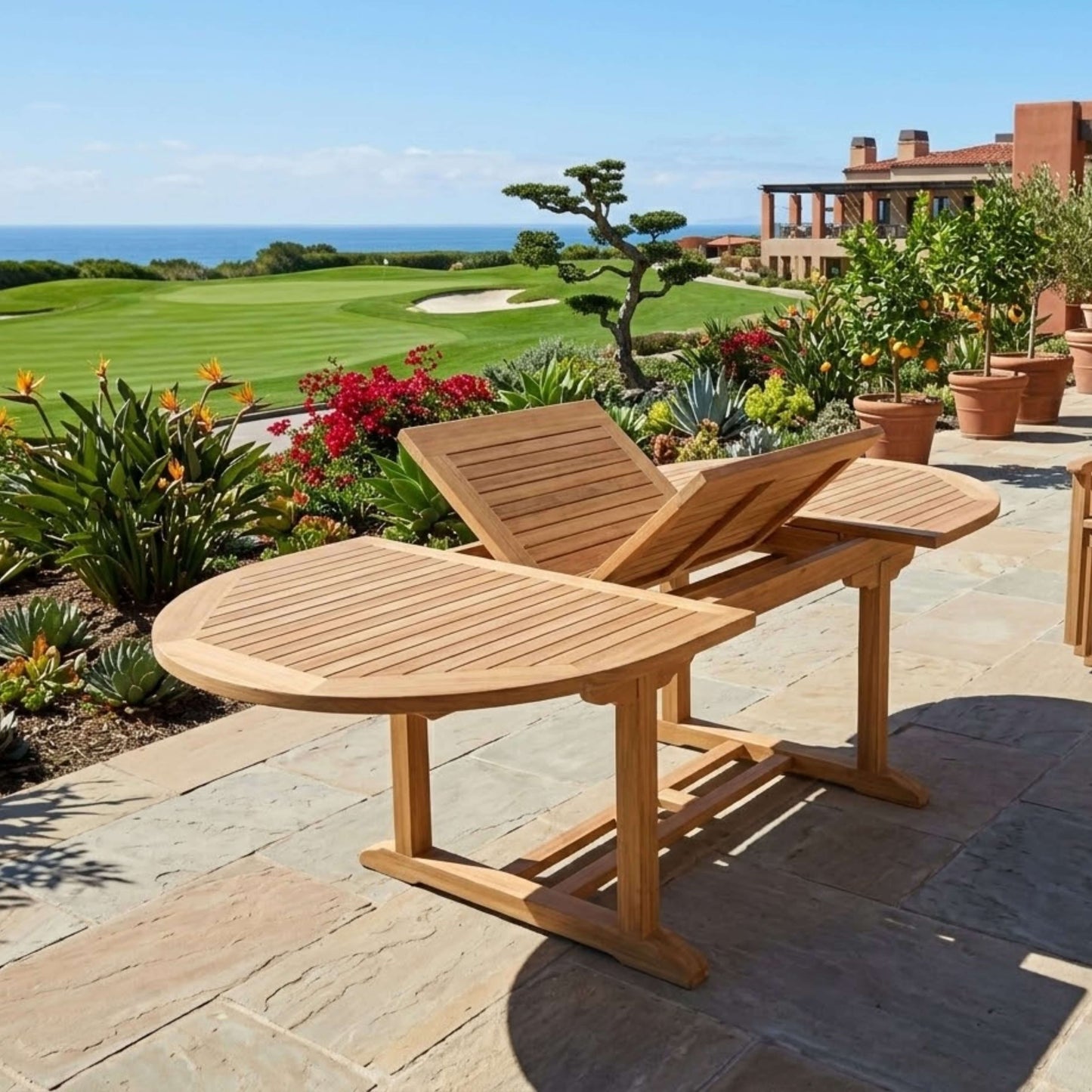 Anderson Teak Bahama 87″ Oval Extension Table Extra Thick
