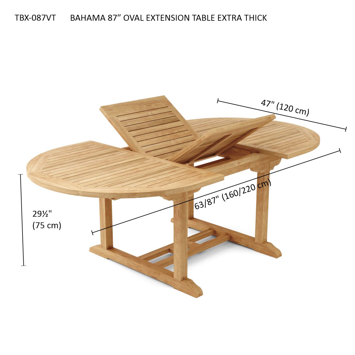 Anderson Teak Bahama 87″ Oval Extension Table Extra Thick