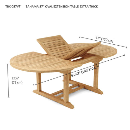 Anderson Teak Bahama 87″ Oval Extension Table Extra Thick