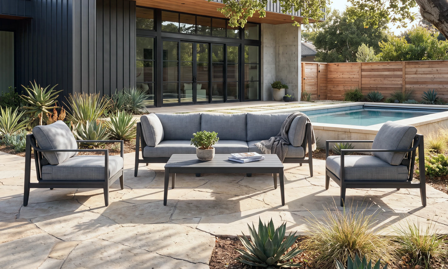 Outer Charcoal Aluminum Sofa & Coffee Table Set