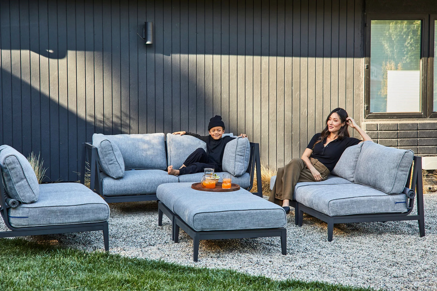 Outer Charcoal Aluminum Sofa & Coffee Table Set