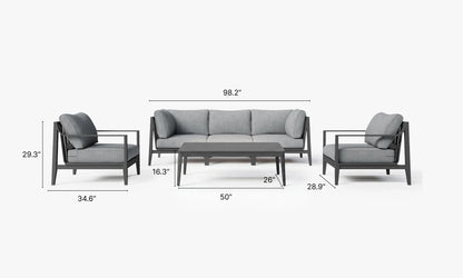 Outer Charcoal Aluminum Sofa & Coffee Table Set