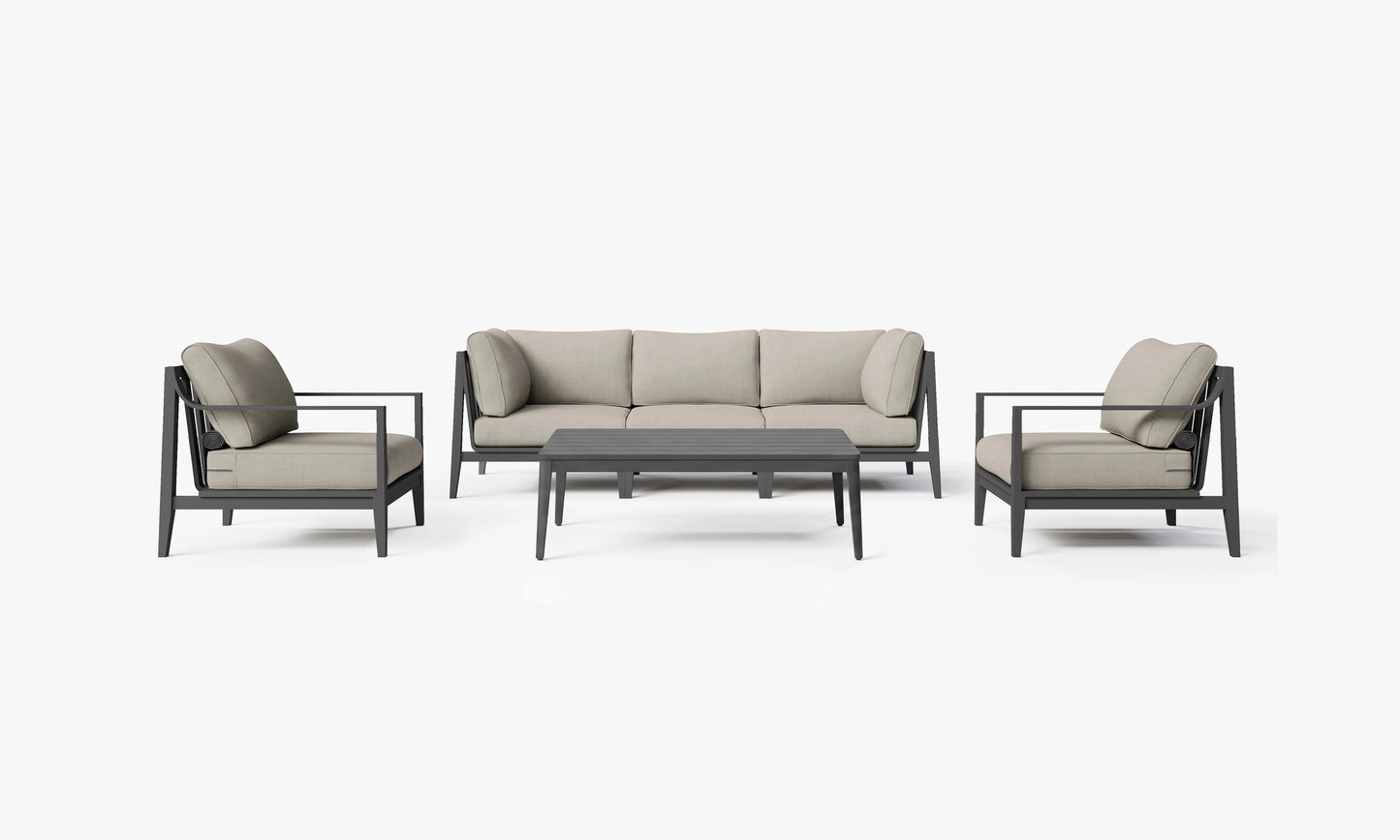 Outer Charcoal Aluminum Sofa & Coffee Table Set