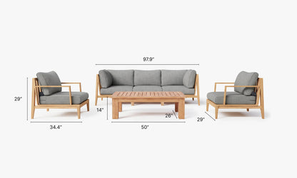 Outer Teak Sofa & Coffee Table Set