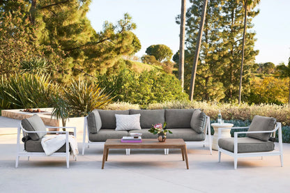 Outer White Aluminum Outdoor Sofa with Armchairs - 5 Seat