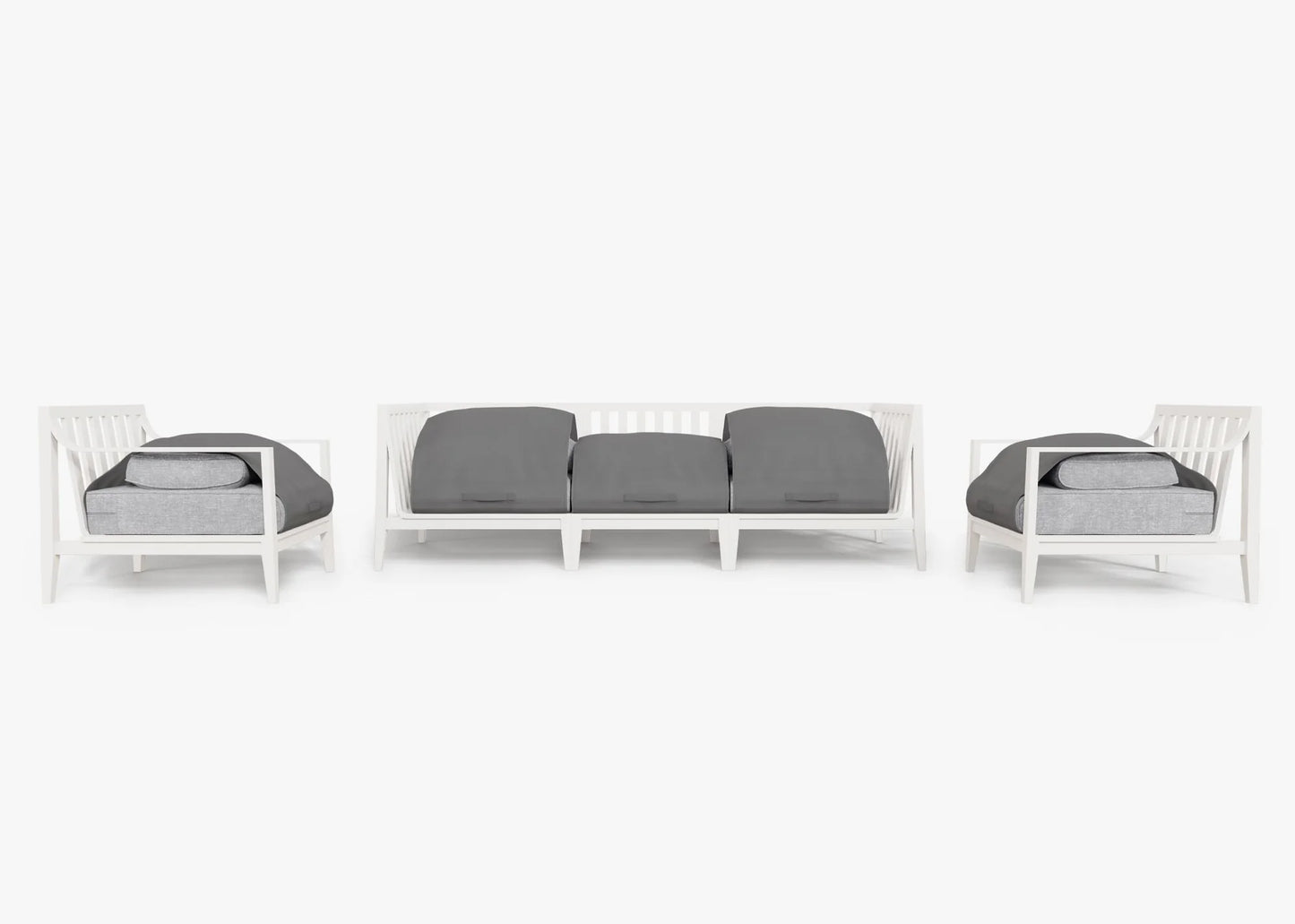 Outer White Aluminum Outdoor Sofa with Armchairs - 5 Seat