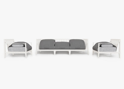 Outer White Aluminum Outdoor Sofa with Armchairs - 5 Seat