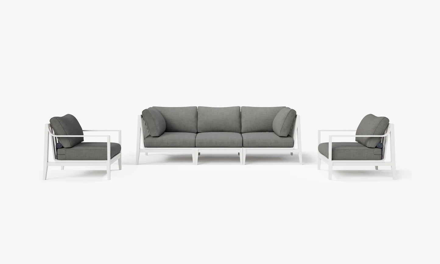 Outer White Aluminum Outdoor Sofa with Armchairs - 5 Seat