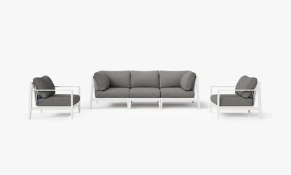 Outer White Aluminum Outdoor Sofa with Armchairs - 5 Seat