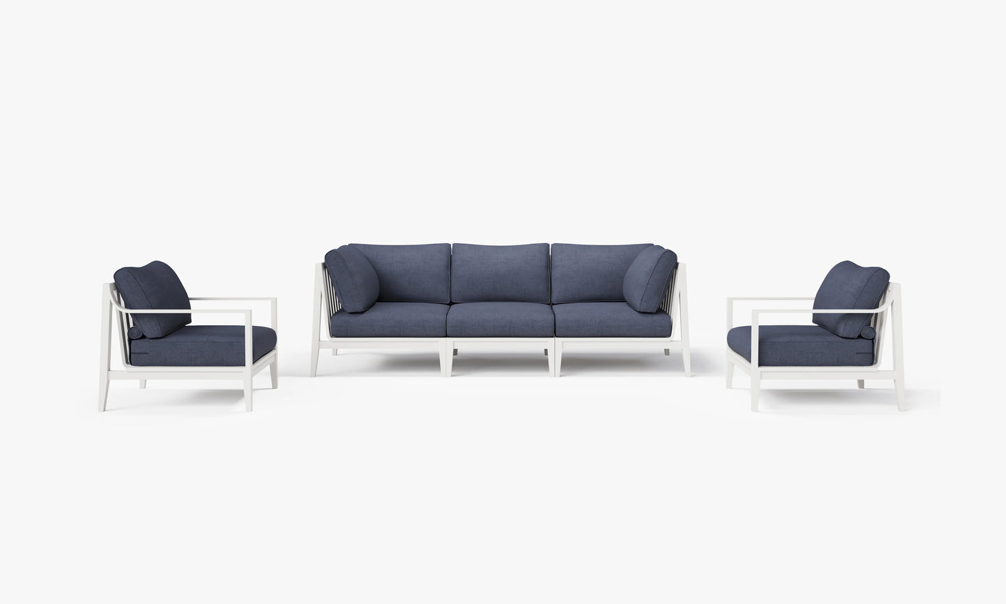 Outer White Aluminum Outdoor Sofa with Armchairs - 5 Seat