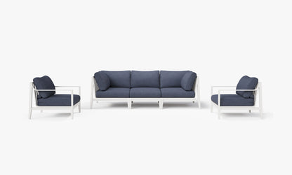 Outer White Aluminum Outdoor Sofa with Armchairs - 5 Seat
