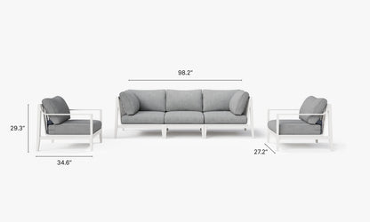 Outer White Aluminum Outdoor Sofa with Armchairs - 5 Seat