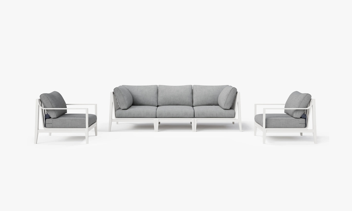 Outer White Aluminum Outdoor Sofa with Armchairs - 5 Seat