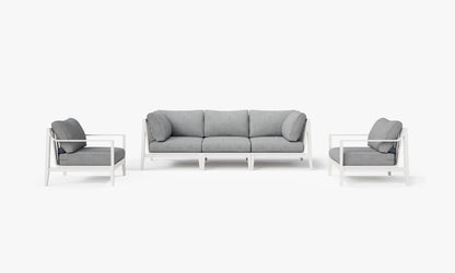 Outer White Aluminum Outdoor Sofa with Armchairs - 5 Seat
