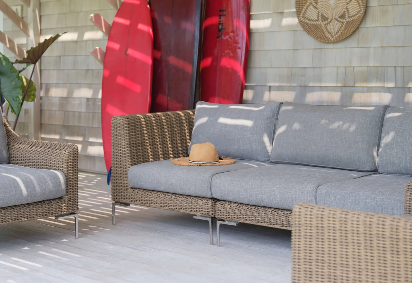 Outer Handwoven Brown Wicker Outdoor Sofa with Armchairs - 5 Seat
