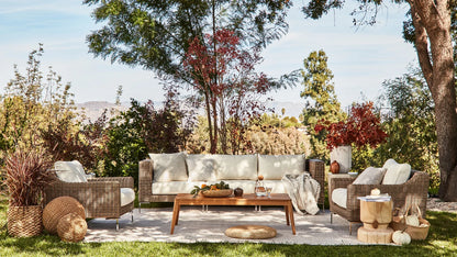 Outer Handwoven Brown Wicker Outdoor Sofa with Armchairs - 5 Seat