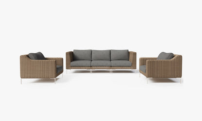 Outer Handwoven Brown Wicker Outdoor Sofa with Armchairs - 5 Seat