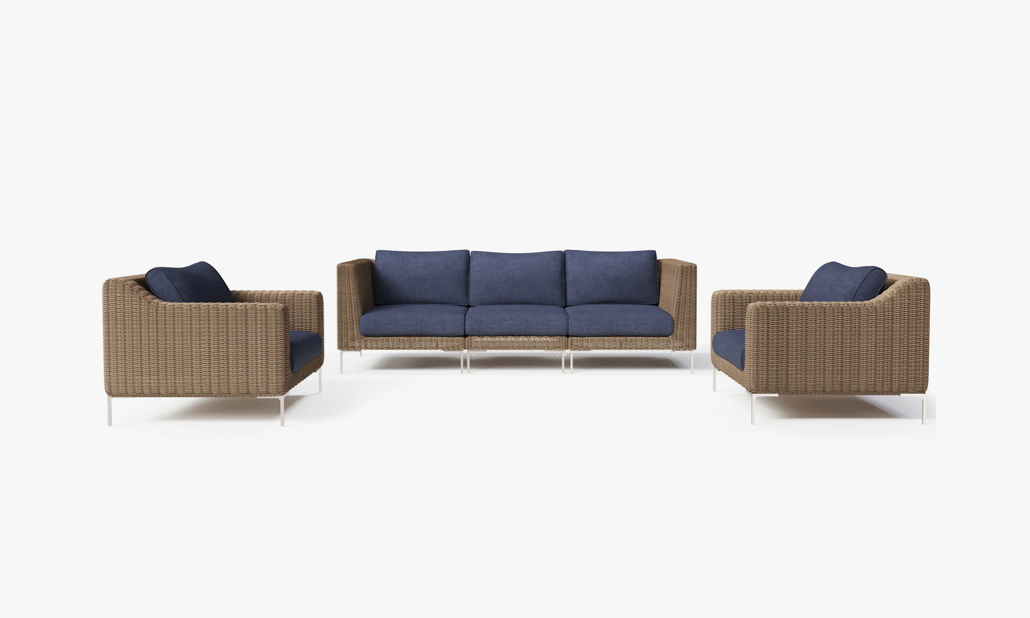 Outer Handwoven Brown Wicker Outdoor Sofa with Armchairs - 5 Seat