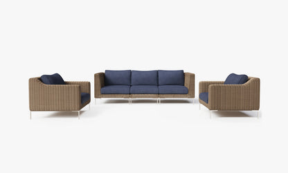 Outer Handwoven Brown Wicker Outdoor Sofa with Armchairs - 5 Seat
