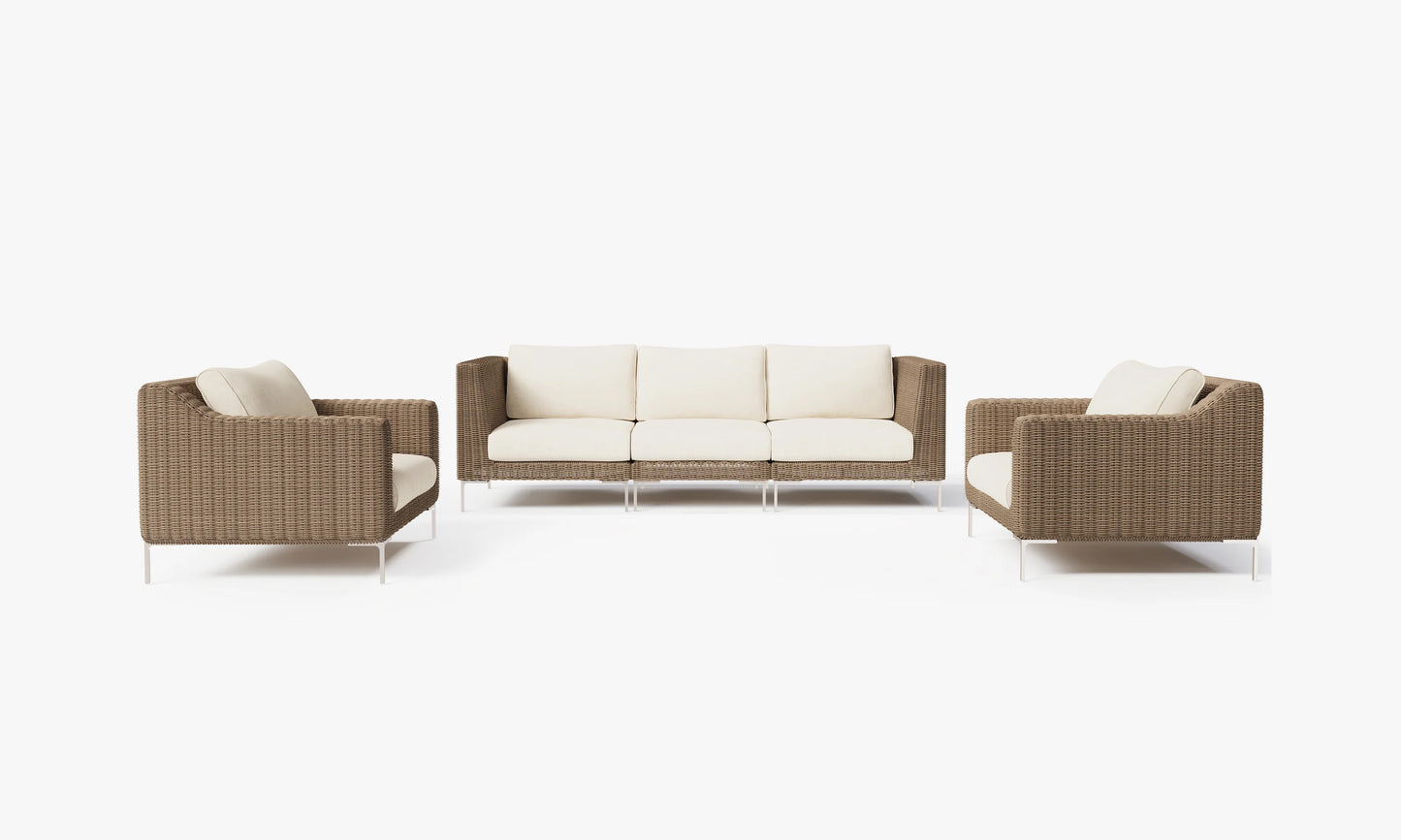 Outer Handwoven Brown Wicker Outdoor Sofa with Armchairs - 5 Seat