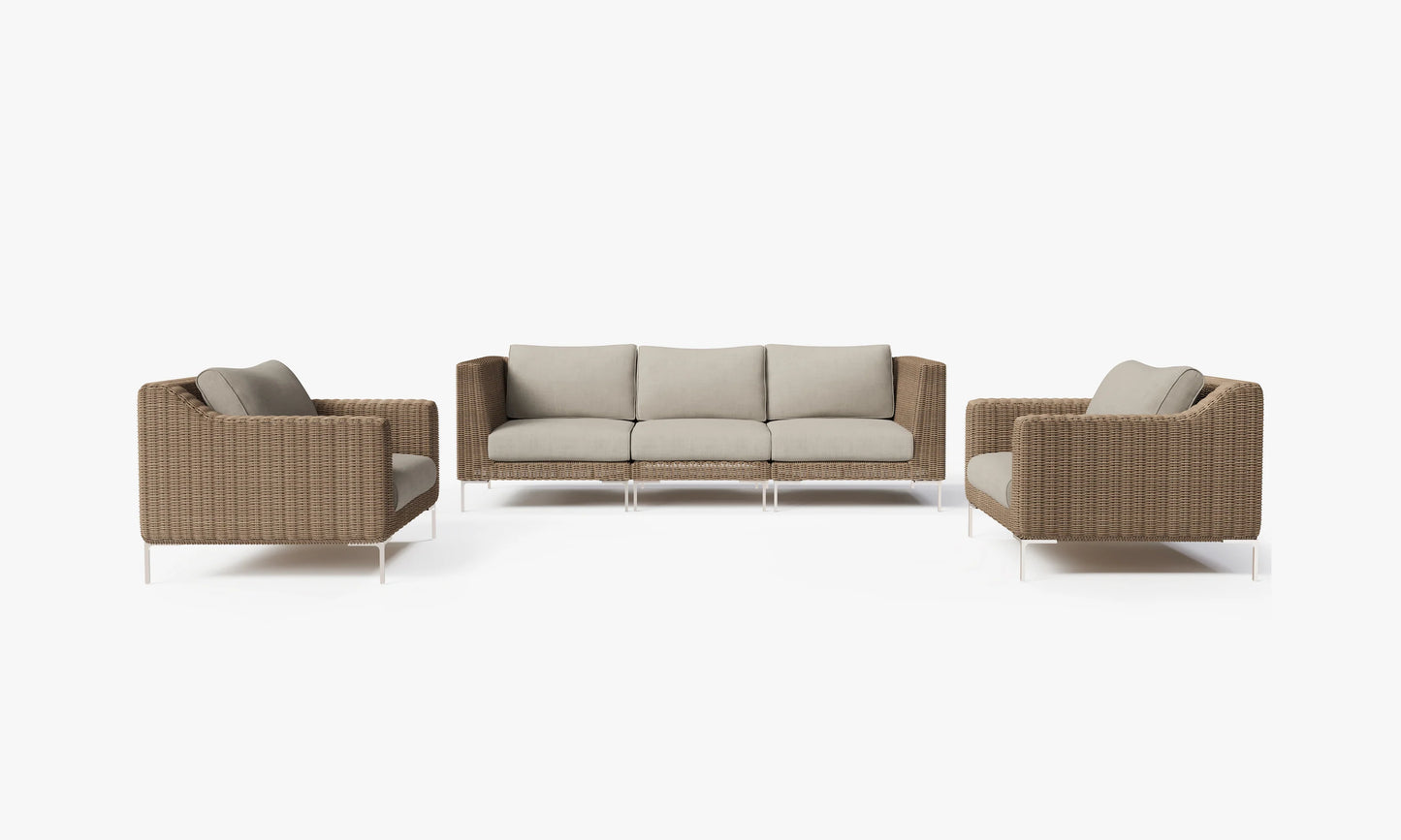 Outer Handwoven Brown Wicker Outdoor Sofa with Armchairs - 5 Seat