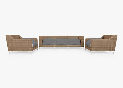 Outer Handwoven Brown Wicker Outdoor Sofa with Armchairs - 5 Seat